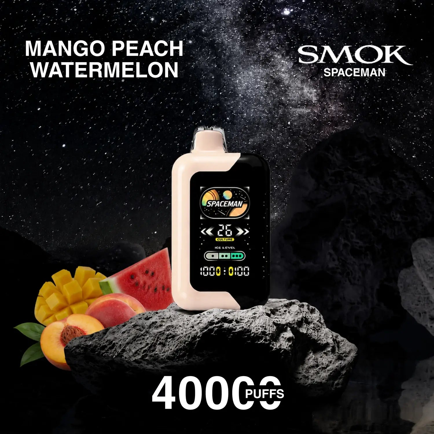 SMOK Spaceman Adjustable Ice Nic 40000 disposable vape - Mango Peach Watermelon flavour