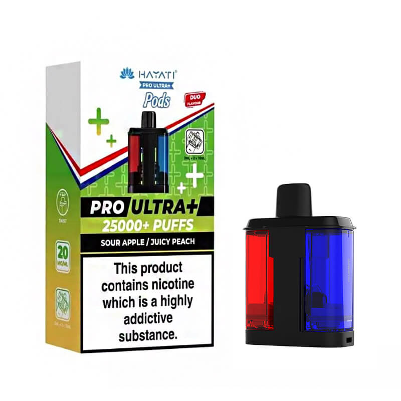 Hayati Pro Ultra Plus 25K Sour Apple & Juicy Peach Prefilled Pod + Refill
