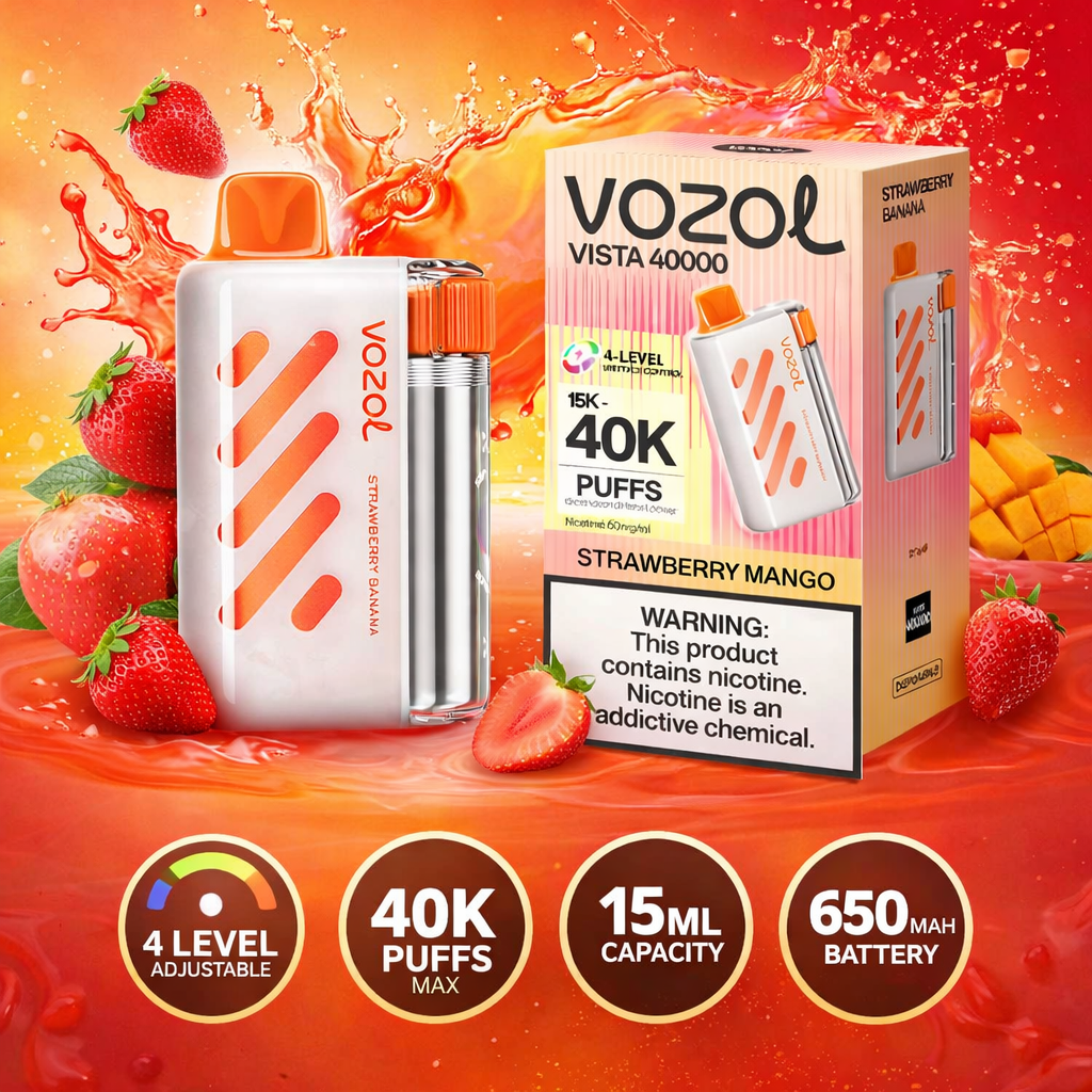 Vozol Vista 40000 Puffs Disposable Vape – Rechargeable 40K Puff Device with Dual Mesh Coil, Adjustable Airflow & 20ml E-Liquid