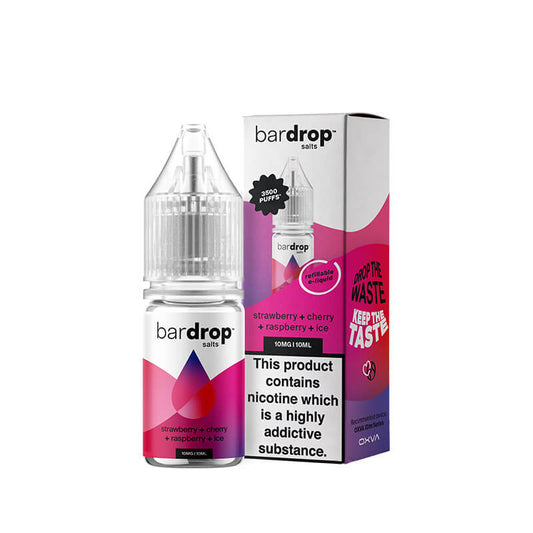 Bar Drop Strawberry Raspberry Cherry Ice 10ml Nic Salts E-Liquid
