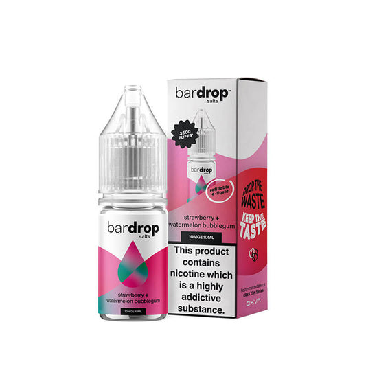 Bar Drop Strawberry Watermelon Bubblegum 10ml Nic Salts E-Liquid