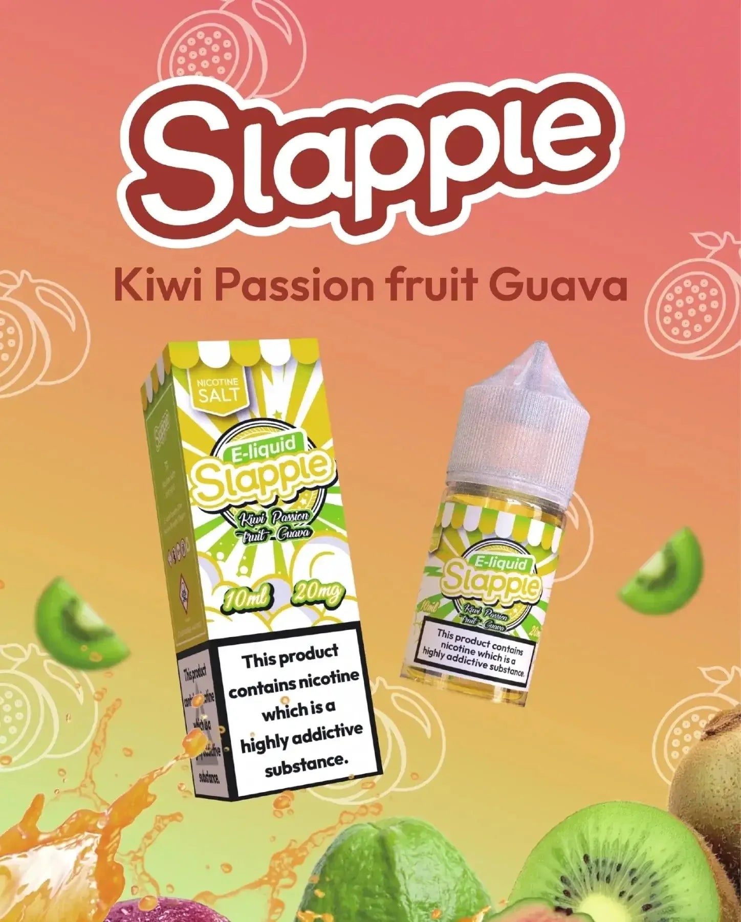Kiwi Passion Fruit Guava - Slapple Nic Salt 30ML | 30MG, 50MG | Vape Mash India