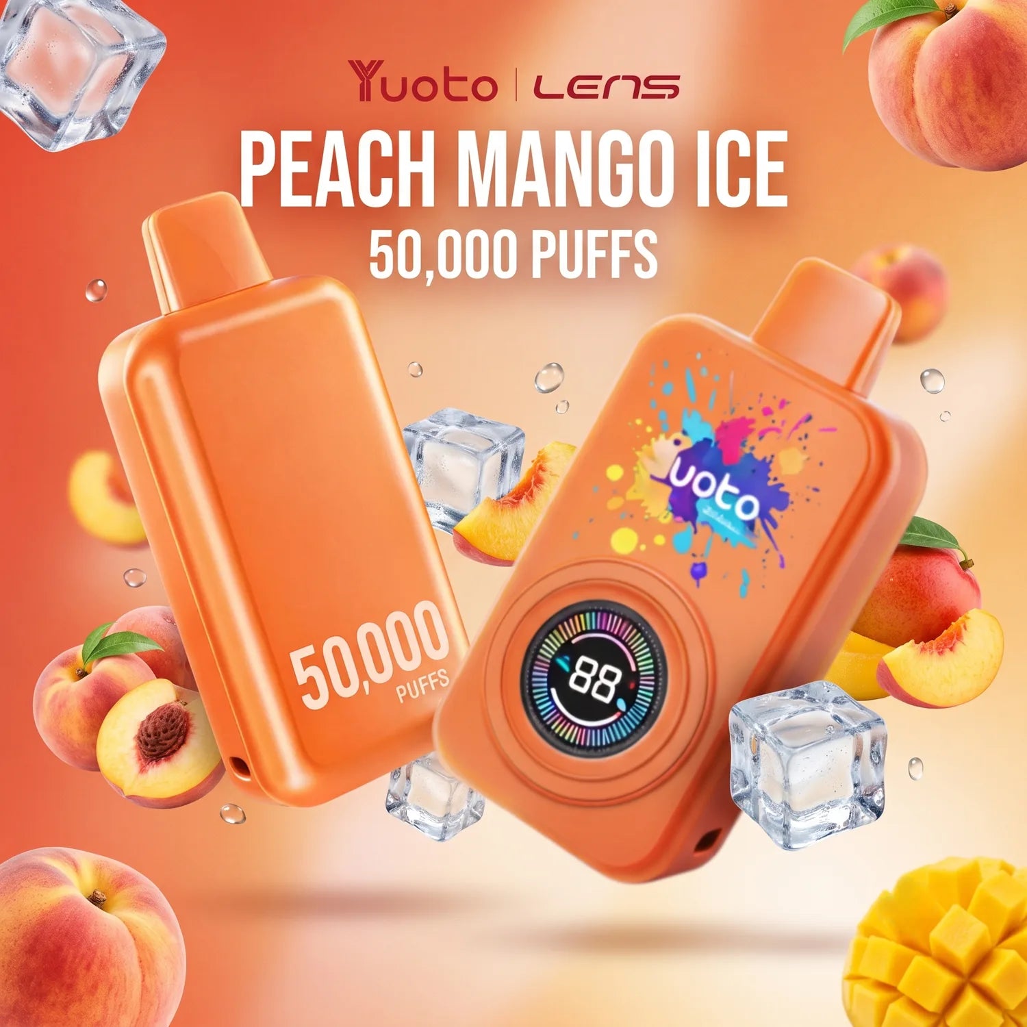 Yuoto Lens 50000 disposable vape - Peach mango Ice flavour